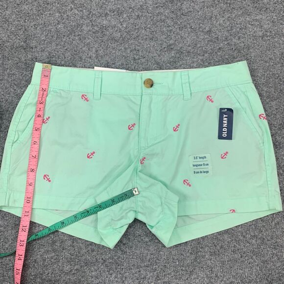 Old Navy Short Womens 4 Mint Embroidered Anchor Cotton Flat Front Low Rise Chino - Picture 6 of 11